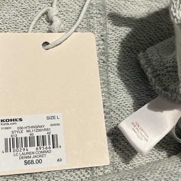 NEW LC LAUREN CONRAD NWT Knit Moto Jacket Grey Size Large VERY Cute - Picture 9 of 13